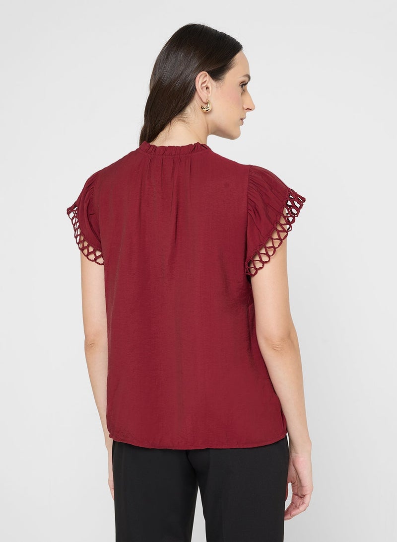 فيرو مودا بلوزة فيمفلافيا بأكمام قصيرة وياقة على شكل حرف - Image 2